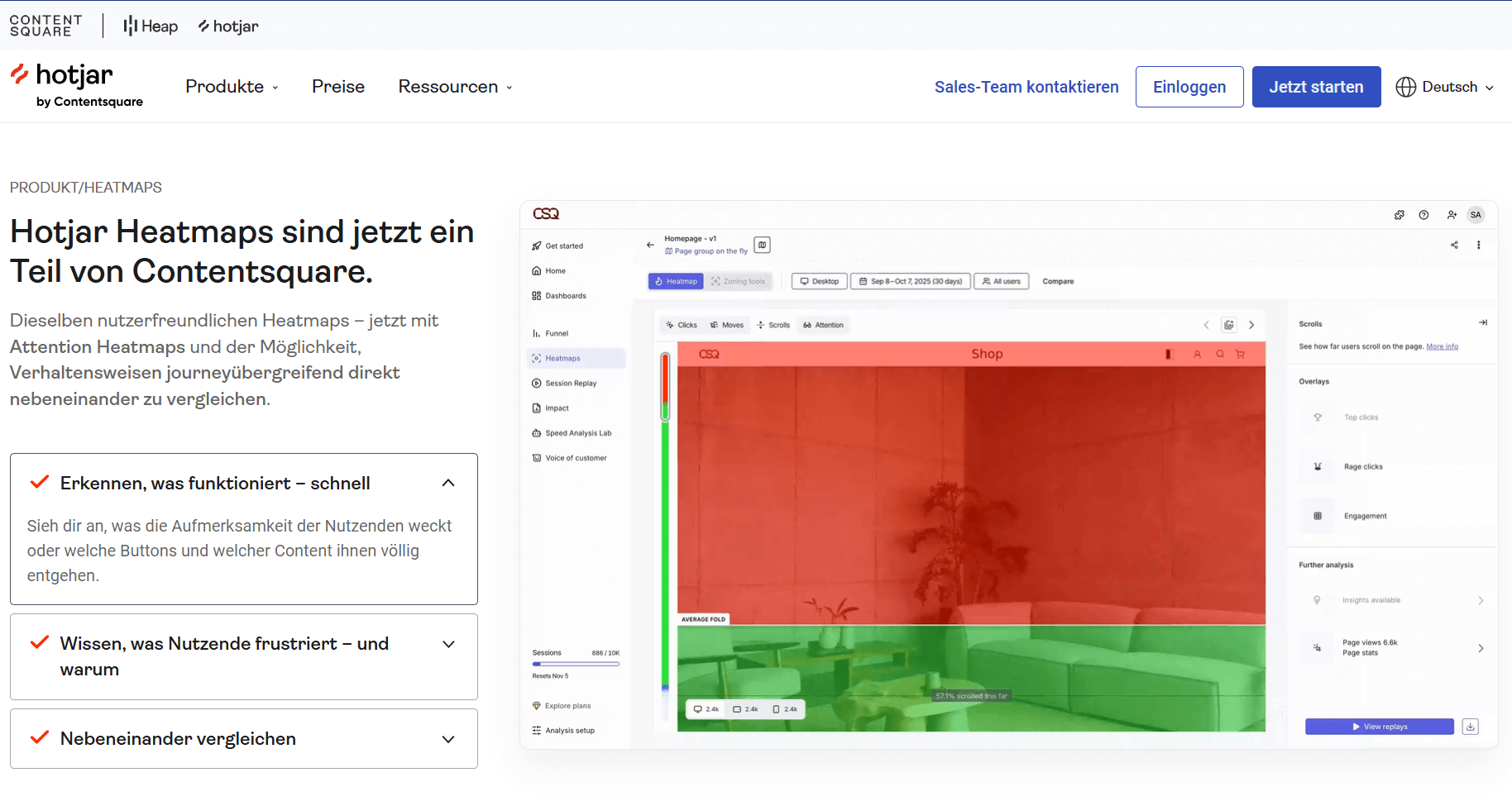Screenshot of the Hotjar tool