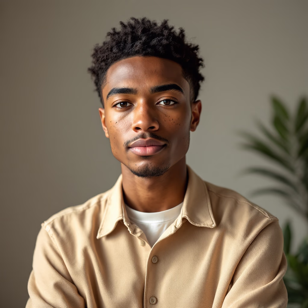 <subject>[headshot] image of customer (for a productivity tools business)</subject>