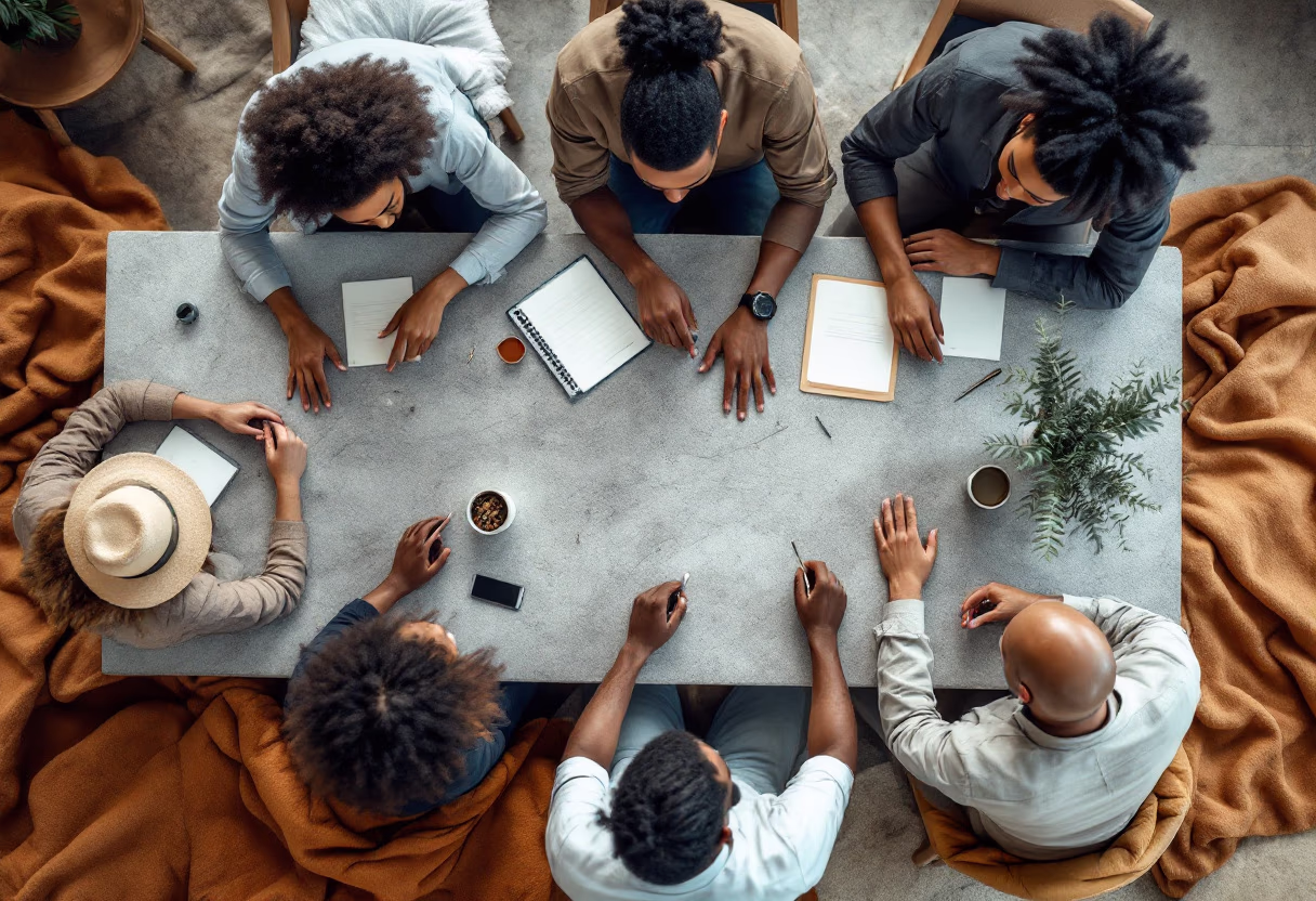 image of a diverse team in a meeting (for edtech)