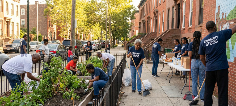 image of group of volunteers helping in a community