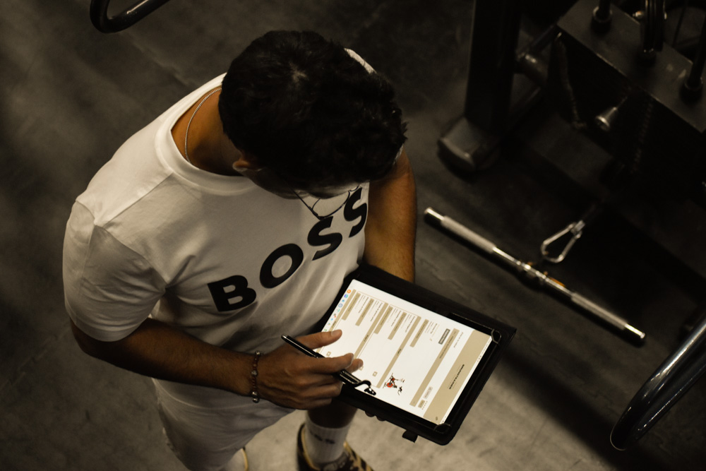 A woman is exercising