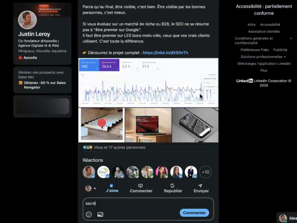 animation pour illustrer la facon dont il faut se comporter sur linkedin pour son algorithme 360brew