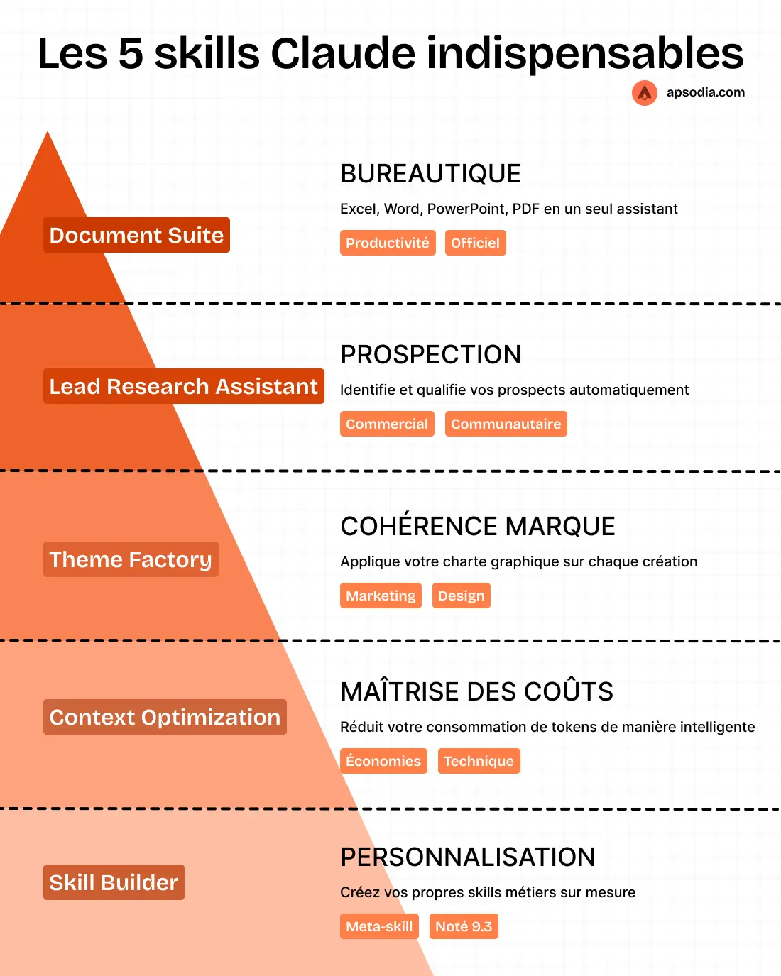 infographie complete des 5 skills claude indispensables