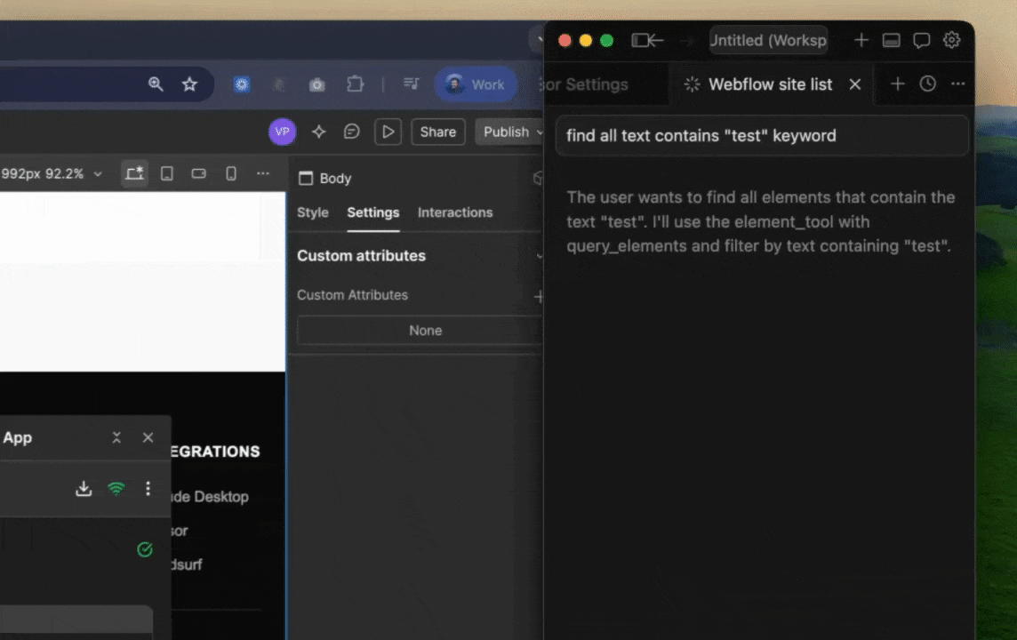 Requêtes d'éléments sur le DOM Webflow avec le MCP