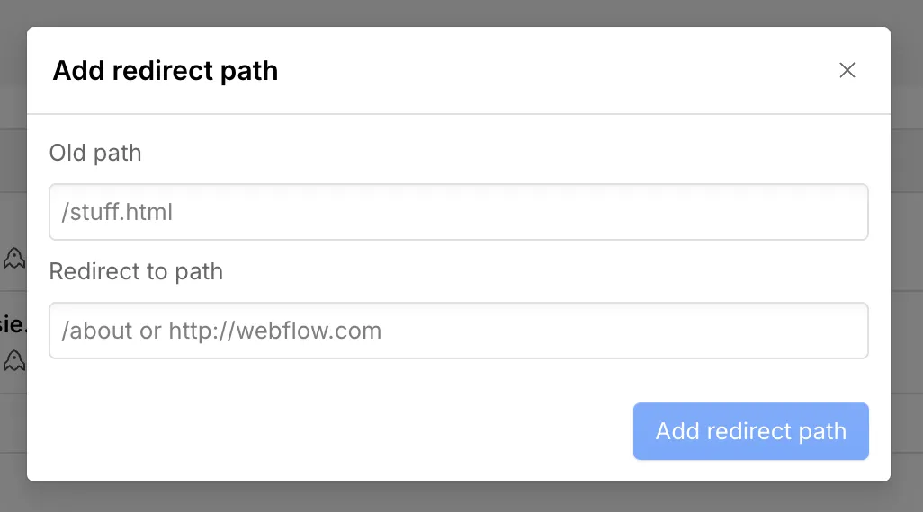 Webflow redirections 301