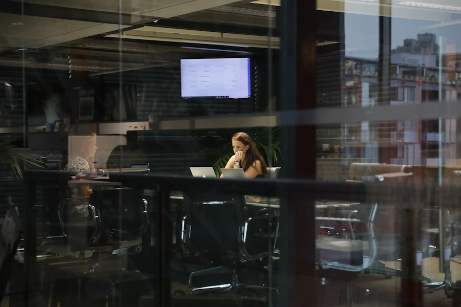 Modern workspace with monitors and technology equipment