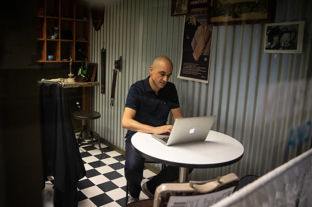 Man working on a laptop