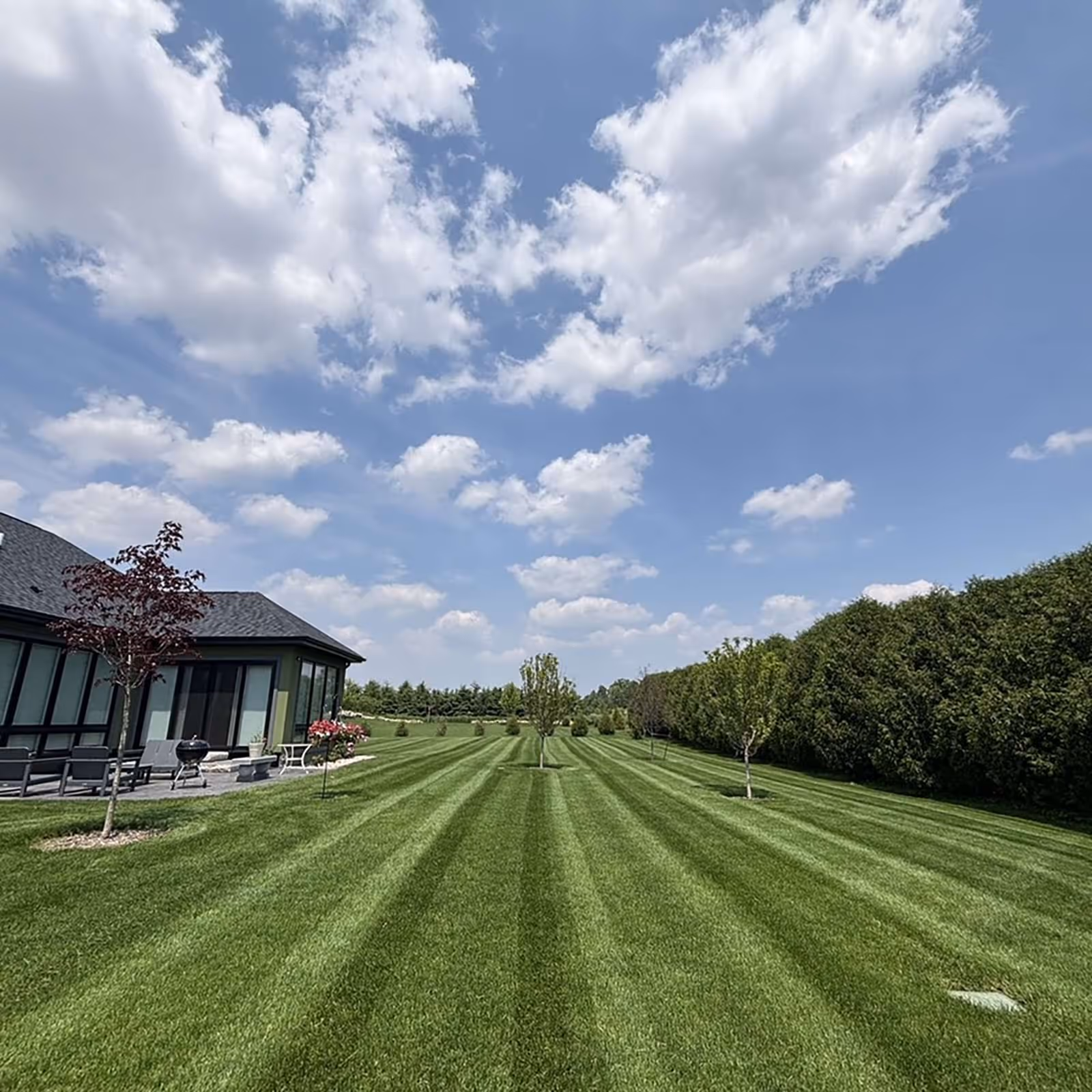 Professional mower striping pattern on turf in Fond Du Lac, WI 