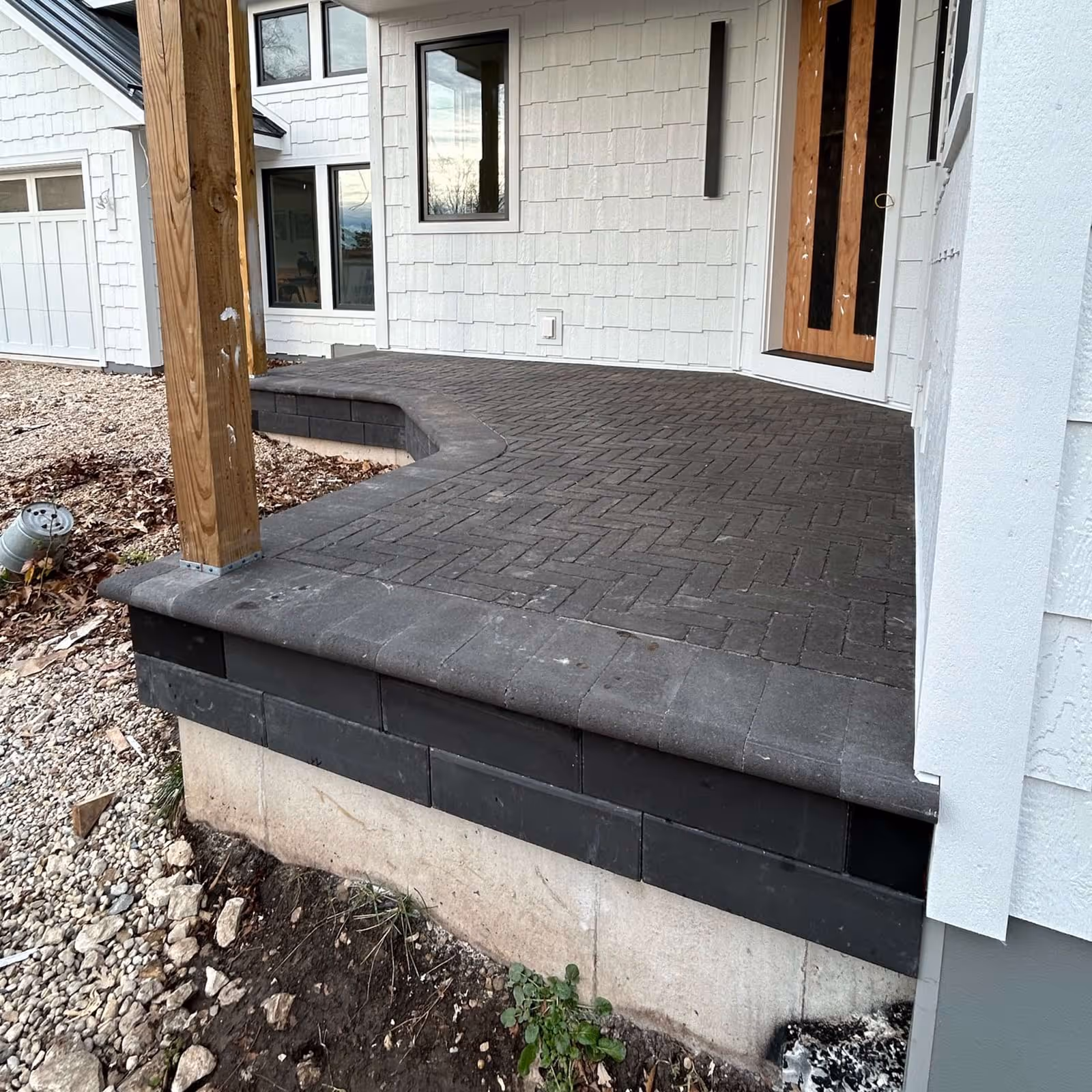 Fond du Lac porch installation and entry walkway by Avid Landscapes
