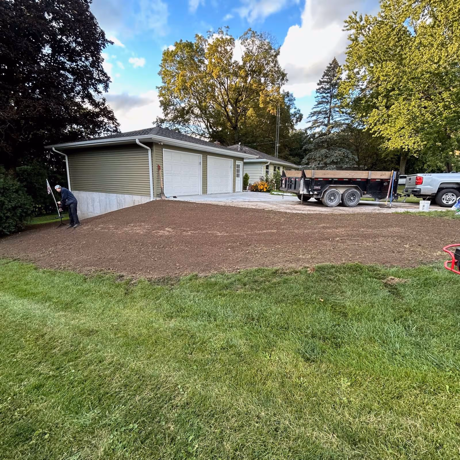 Site work rough grading for new lawn