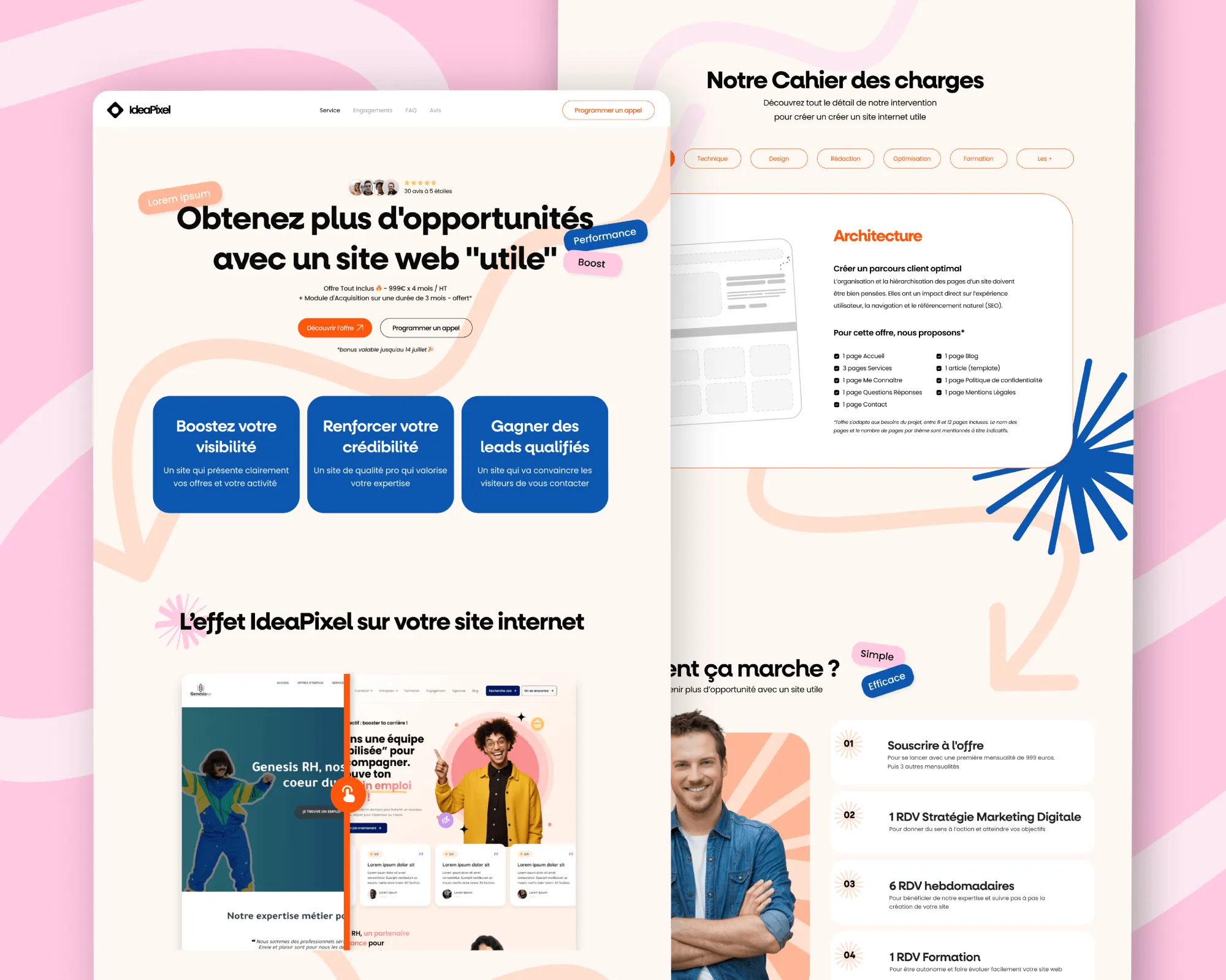 Exemple de réalisation d'un Webdesign/Site Web par Heysimon - solution graphique par abonnement (design as a service)
