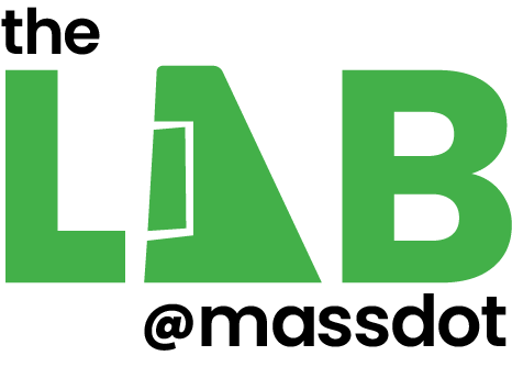 the words The Lab at MassDOT in green and black