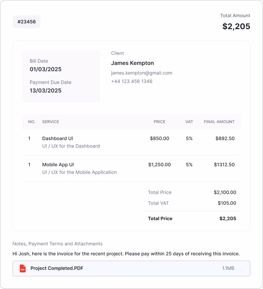A Crescita AI generated invoice