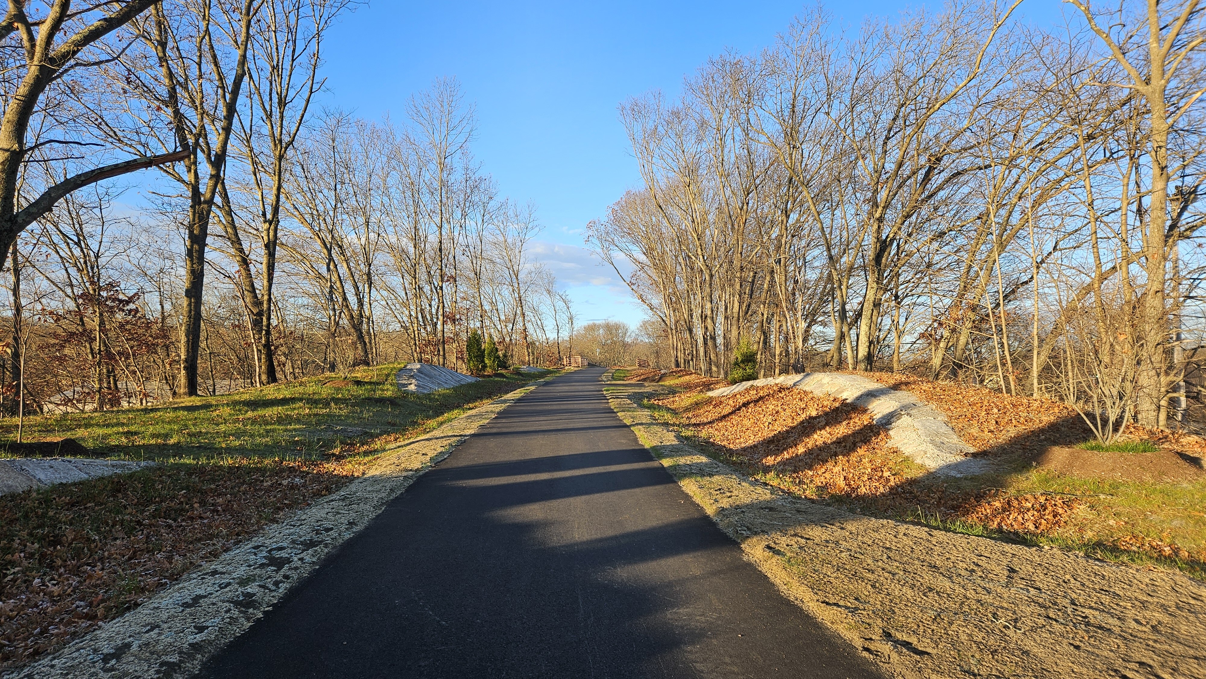 a view down the trail in wintertime