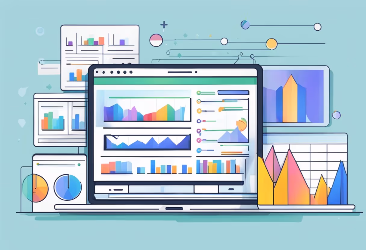 A computer screen displaying low conversion rates on a website, with charts and graphs showing performance metrics