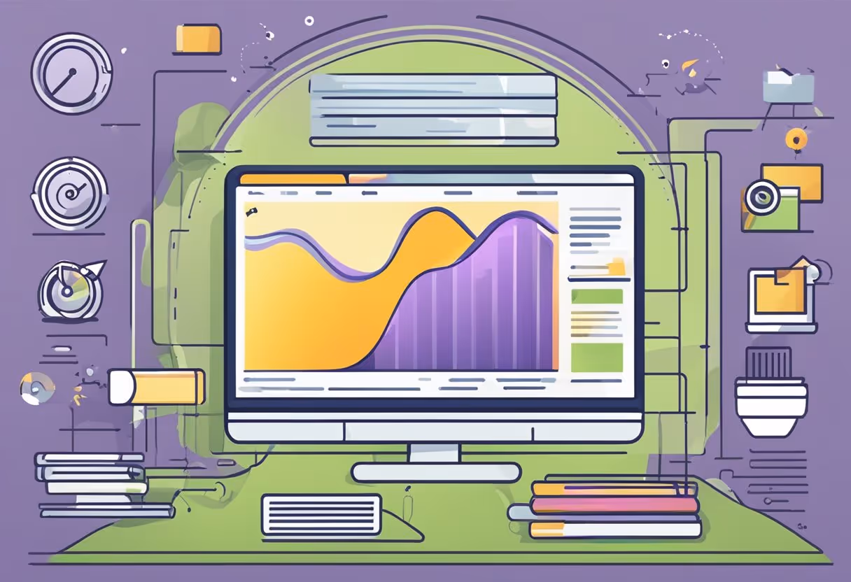 A computer screen displaying a webpage loading quickly, with technical aspects and best practices for website load time optimization highlighted