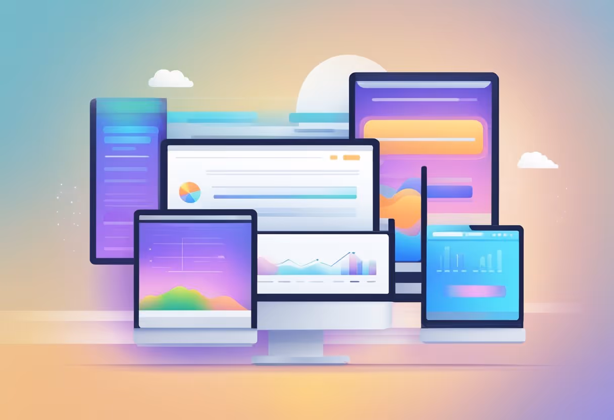 A webpage loading bar fills rapidly, indicating successful optimization. The screen shows improved loading times and a positive outlook for website performance