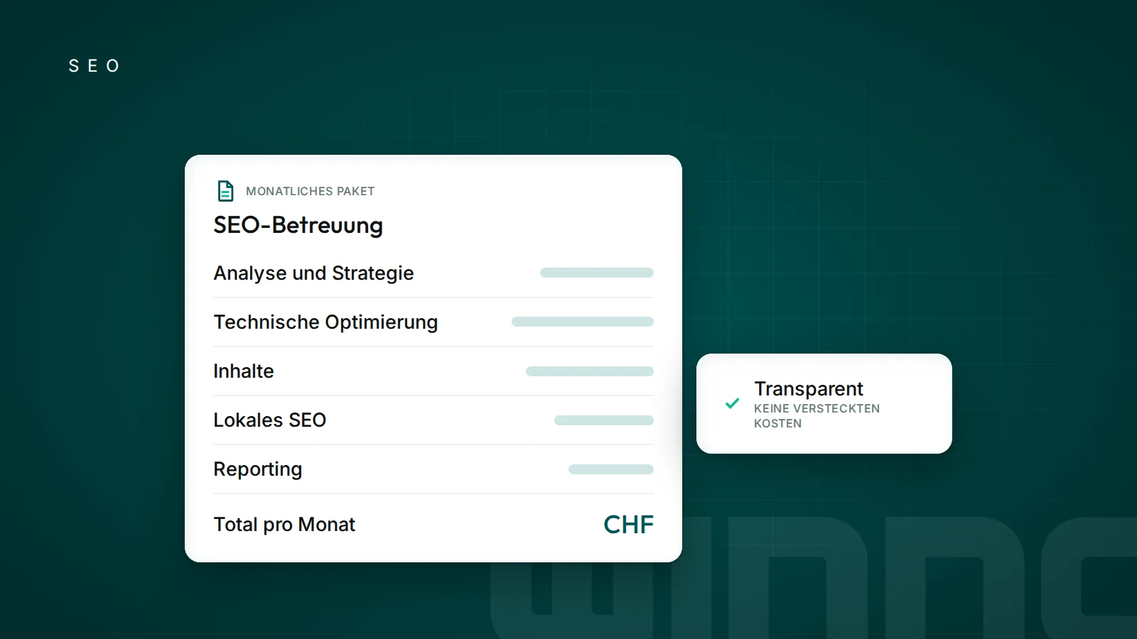 Monatliches SEO-Paket mit den einzelnen Leistungen
