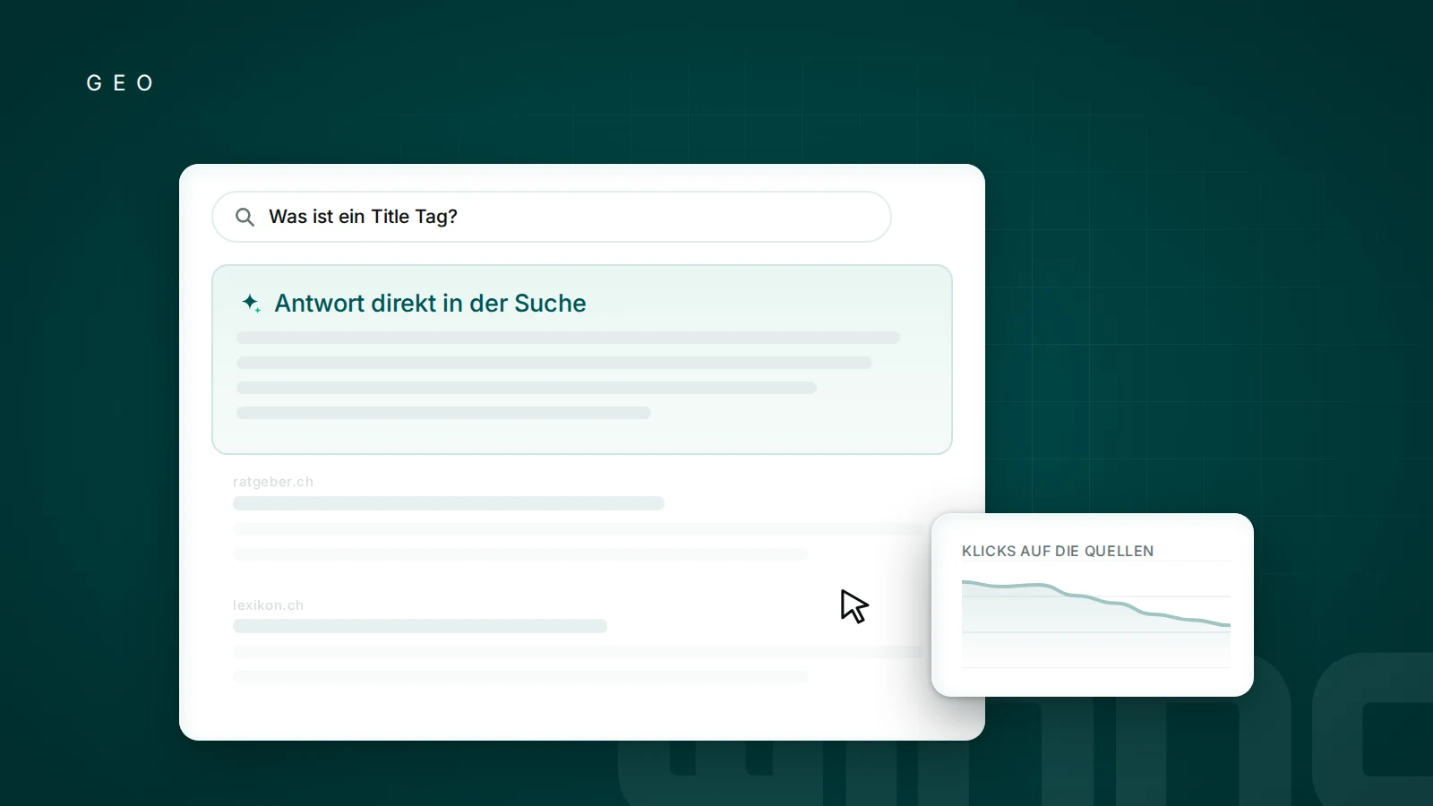 Suchergebnis mit direkter Antwort und sinkenden Klicks auf die Quellen