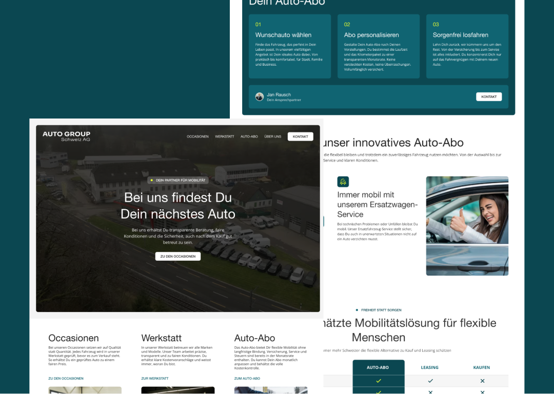 Webseite der Auto Group Schweiz AG, umgesetzt von winno