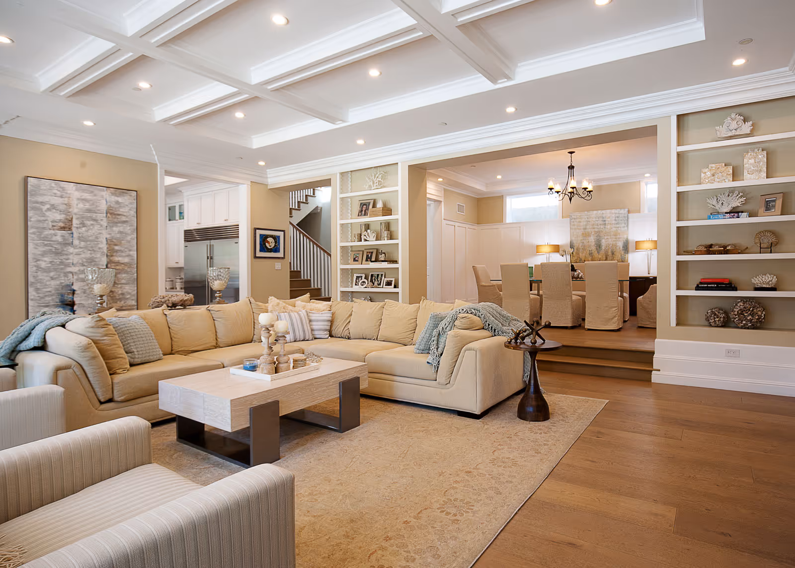Living room interior design and furnishings great room