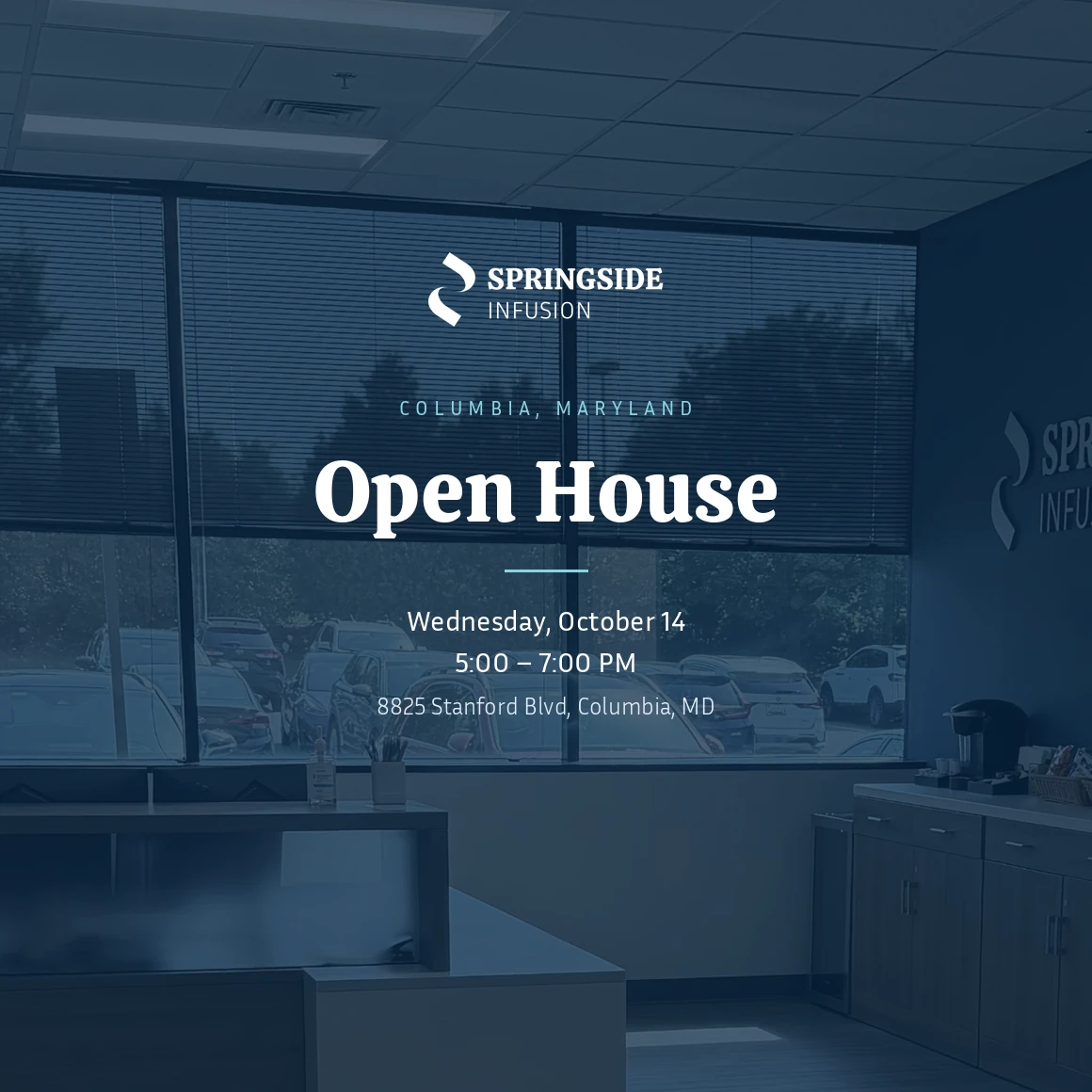 Open House at the Springside Infusion center in Columbia, Maryland, Wednesday October 14, 5 to 7 PM