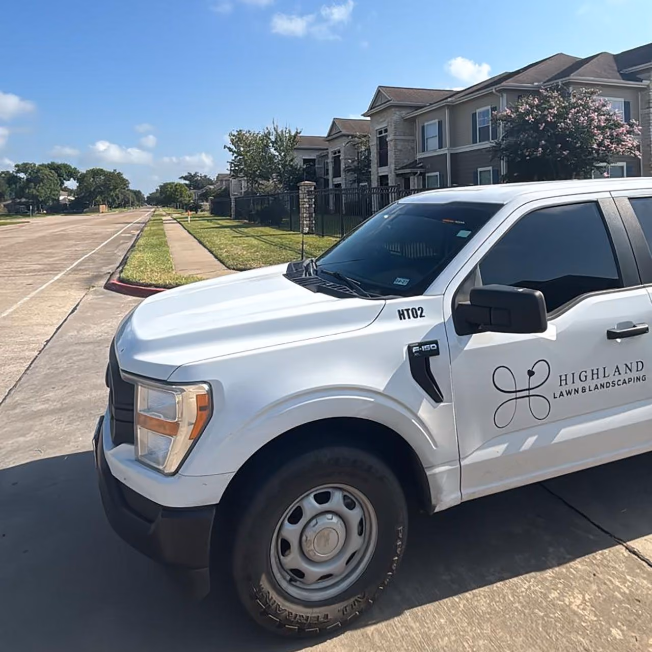 Commercial landscaping service truck serving Fort Bend County