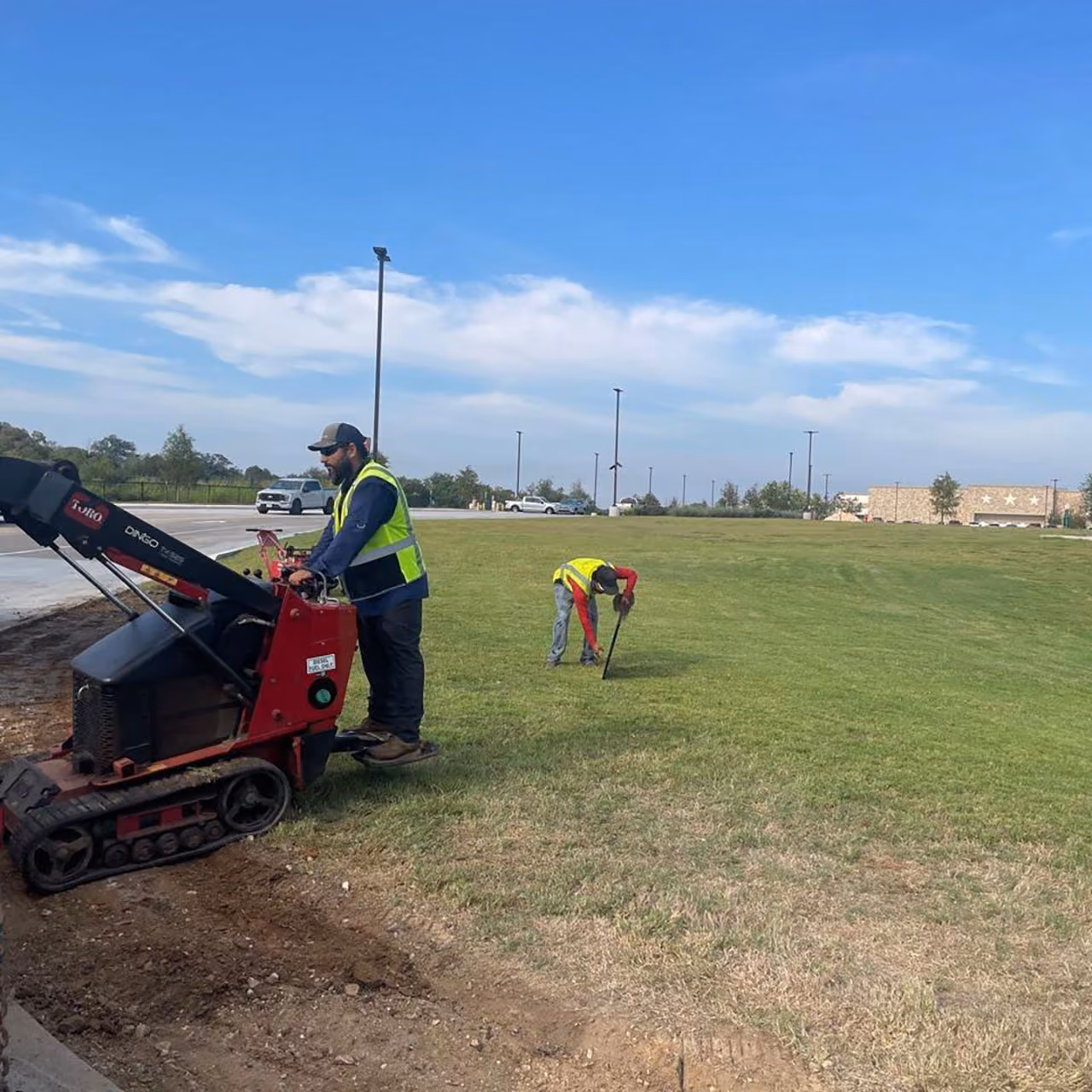 Highland Lawn & Landscaping performing professional lawn aeration in Brazoria County
