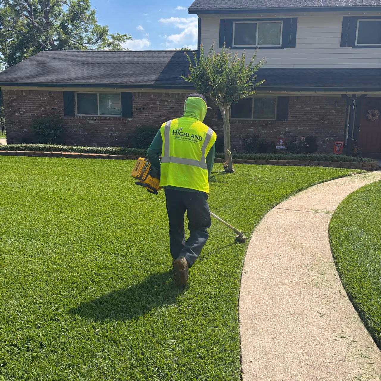 Highland Lawn & Landscaping crew performing commercial landscape maintenance