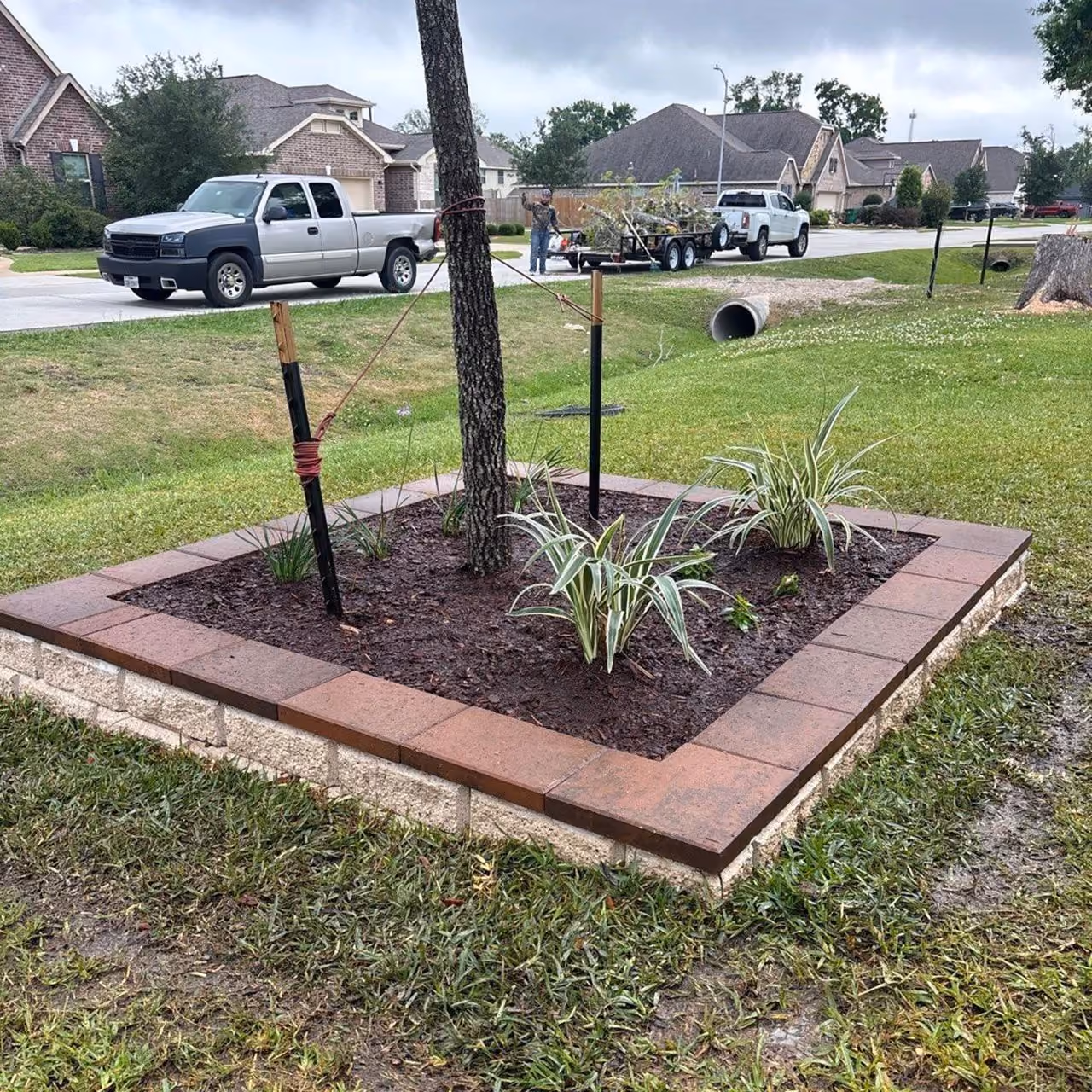 Commercial landscape installation by Highland Lawn & Landscaping in Fort Bend County