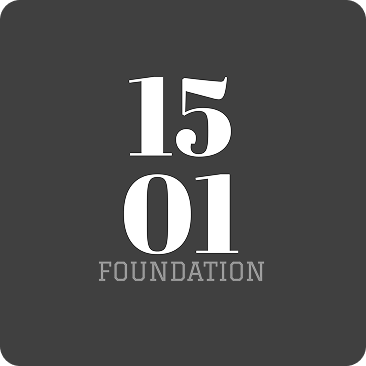 Logo with white text '15 01 FOUNDATION' stacked on a dark gray rounded square background.