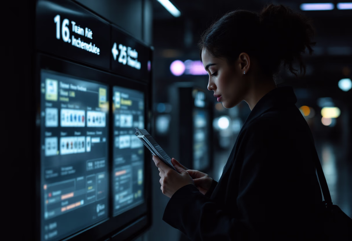 image of a person asking a question at an information counter (for a mobility and transportation)