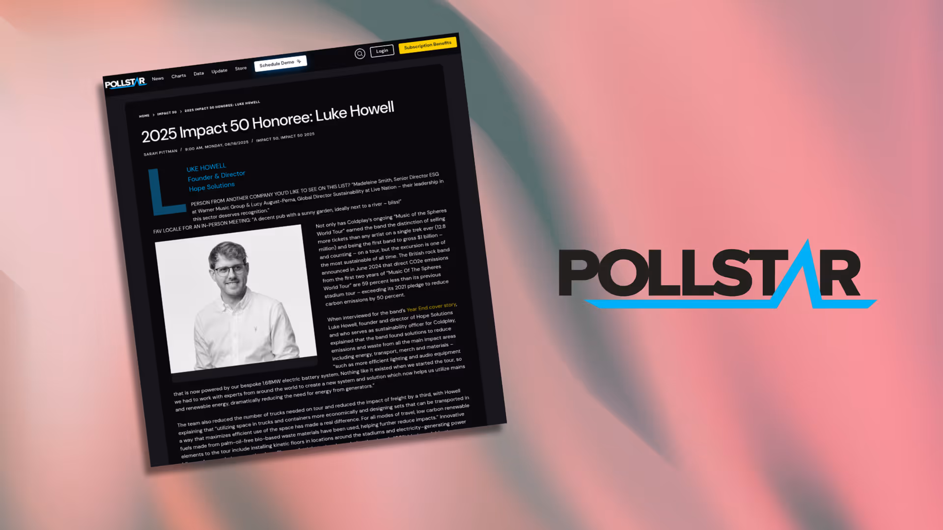 Luke Howell Named 2025 Impact 50 Honoree by Pollstar