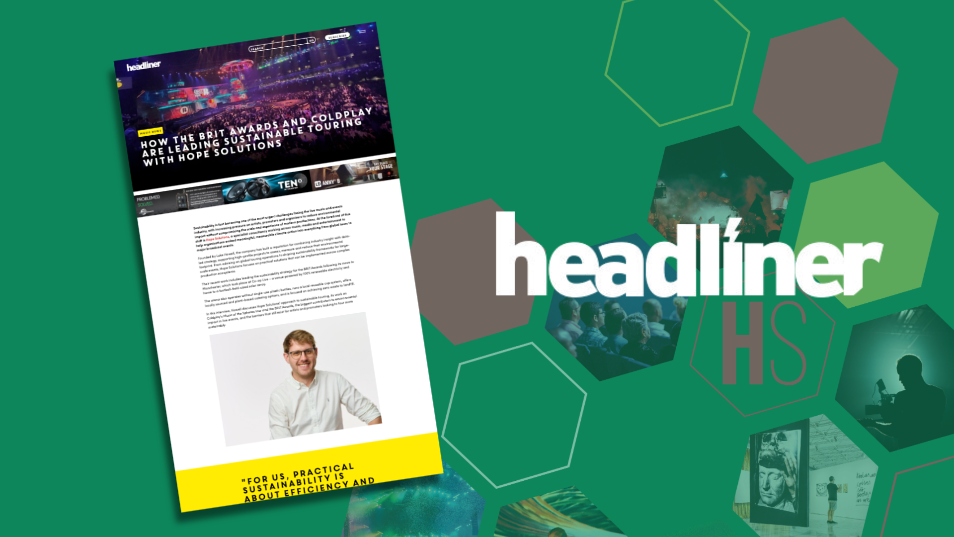 Hope Solutions in Headliner Magazine: On Coldplay, the BRIT Awards, and What Sustainable Touring Actually Requires
