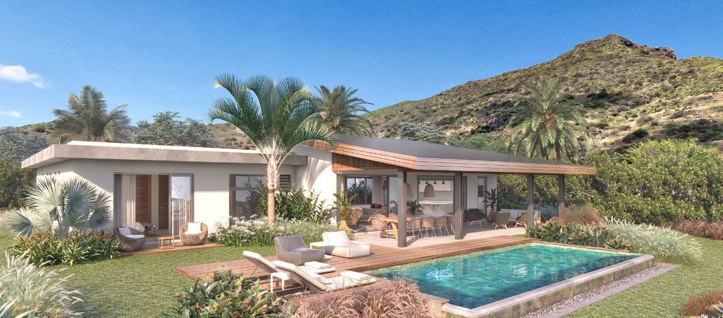 Piscine privée entourant la Retreat Pool Villa avec MJ Holidays à l’île Maurice.