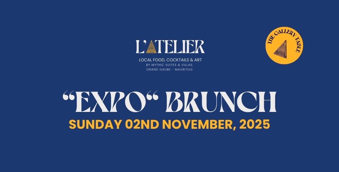 Ambiance artistique et gourmande du brunch “Expo” du 02 novembre 2025 à l’île Maurice, une expérience unique signée MJ Holidays.