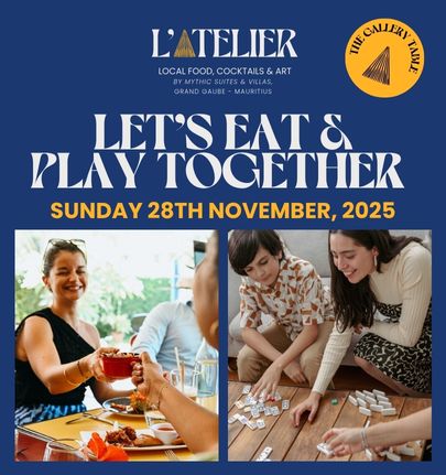 Brunch Let’s Eat & Play Together du vendredi 28 novembre 2025 à l’île Maurice, un moment festif mêlant jeux, partage et gastronomie avec MJ Holidays.