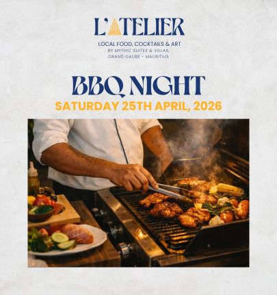 BBQ Night at L'Atelier Restaurant in Mauritius, a festive break under the sign of gluttony and sharing, around tasty grilled meats, in a warm and tropical atmosphere signed by MJ Holidays.