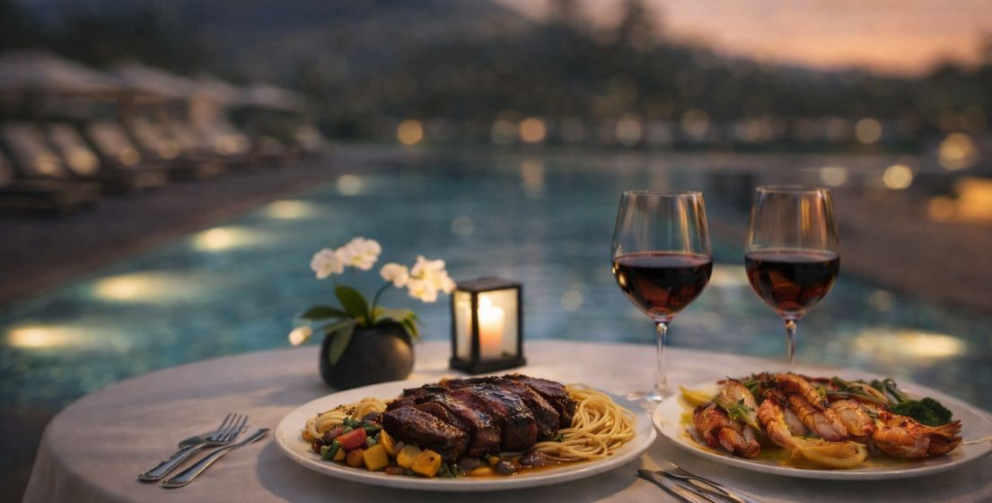 Cocktails colorés servis au Restaurant Tamarin lors d’un séjour MJ Holidays à l’île Maurice.