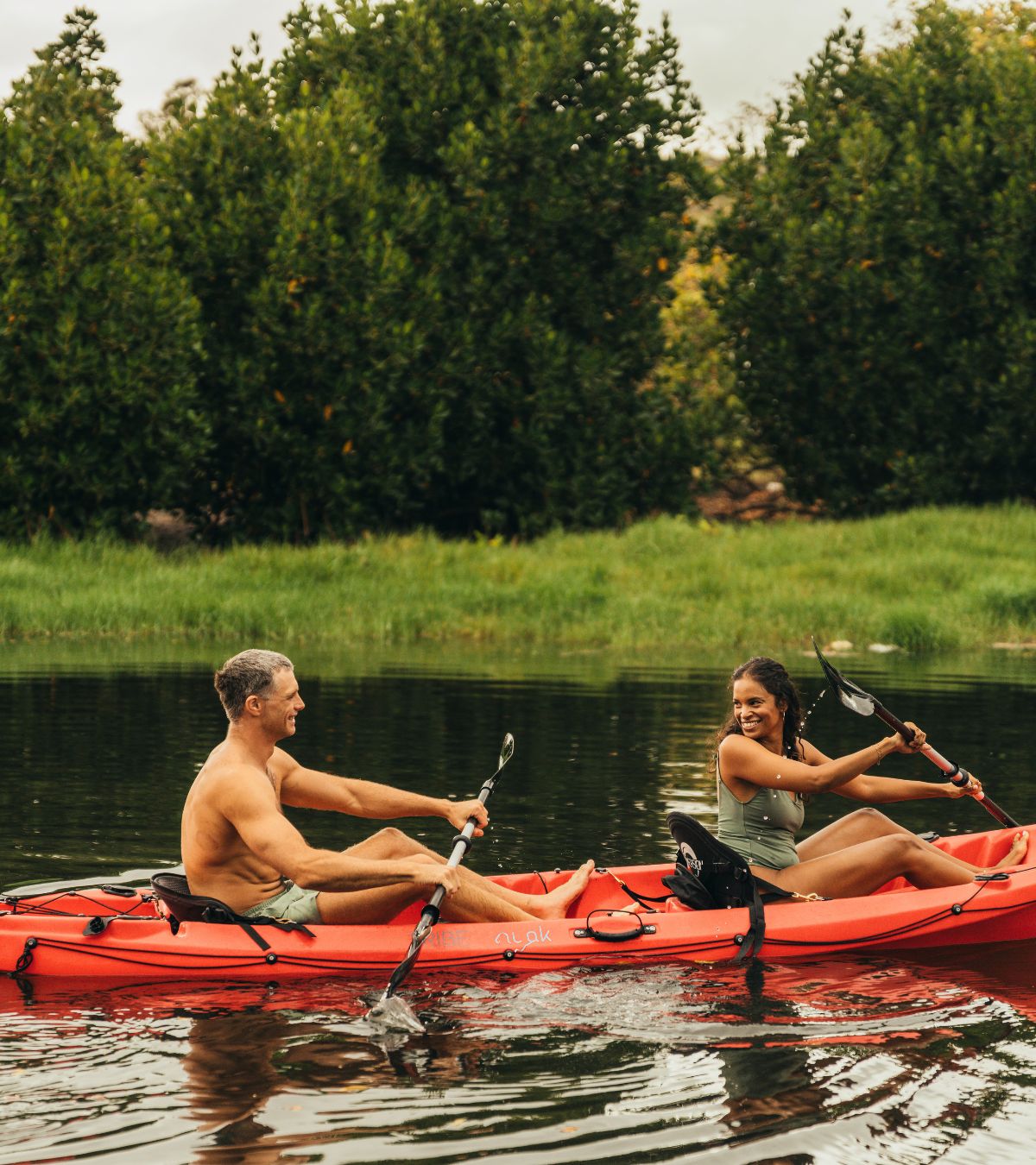 Kayak gliding on Tamarin Bay in Rivière Noire with MJ Holidays in Mauritius.