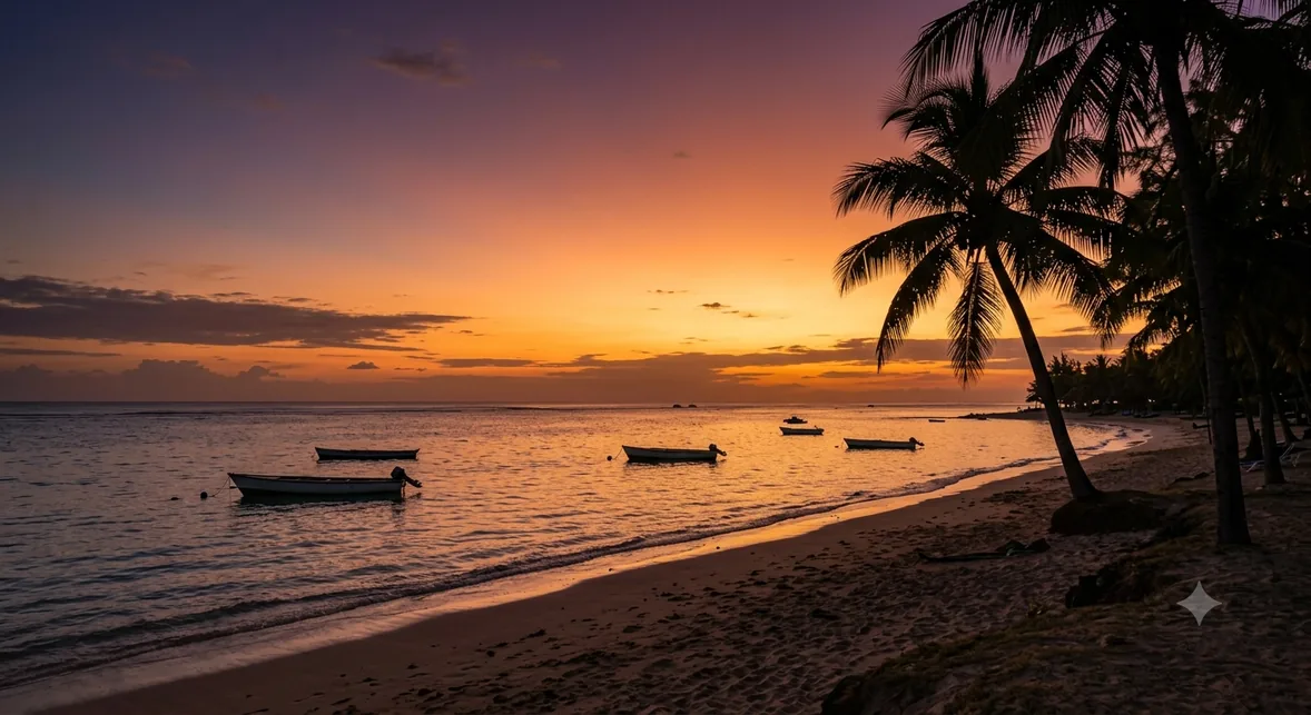 Coucher de soleil sur la plage de Trou aux Biches