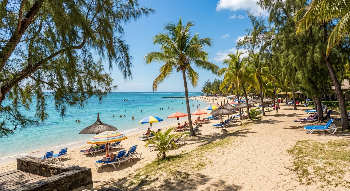 Plage de Trou aux Biches et ses parasols