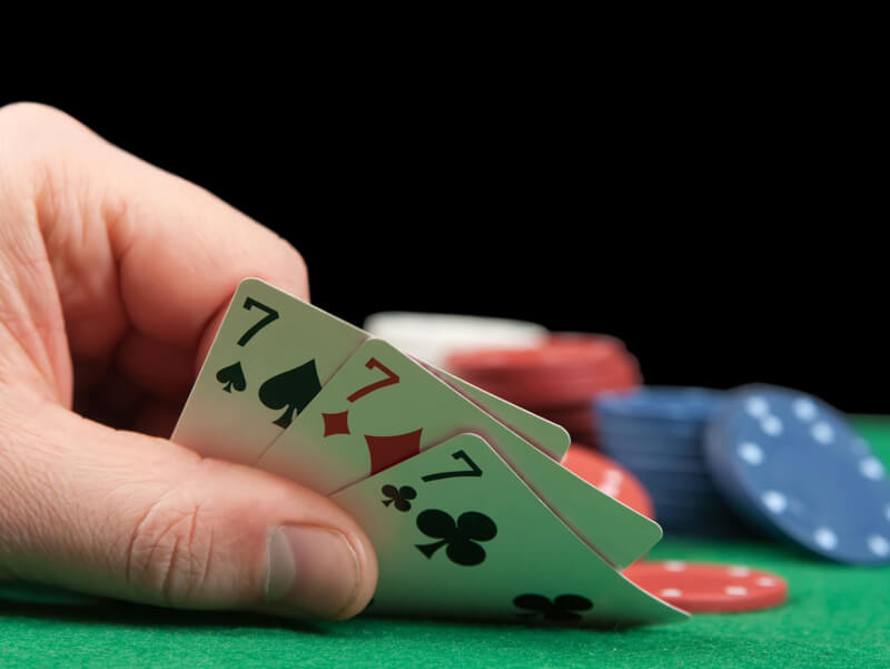 card hand on table