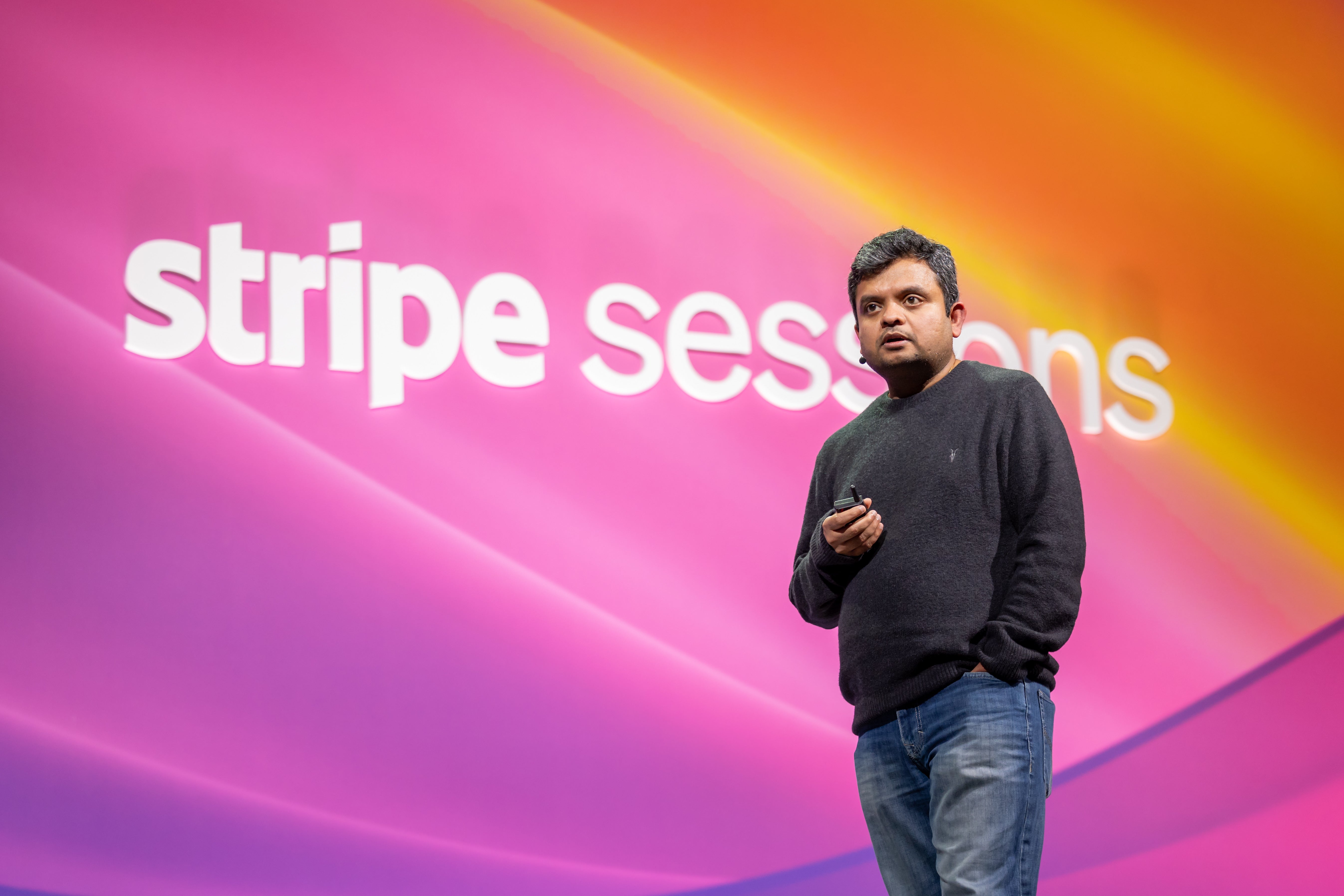 Rajeev Yerukalapudi, EVP of Global Partnerships & Strategy at Verifone, on stage at Stripe Sessions, sharing how Boundless Payments is redefining in-store experiences.