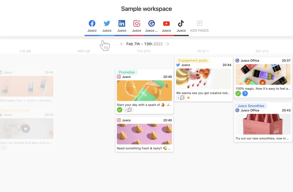 Planable Demo - Visualize your week or month at a glance
