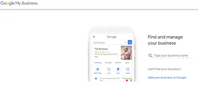 A screenshot of Google My Business' mobile site 