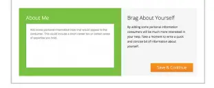 A screenshot of Lending Tree's About Me section