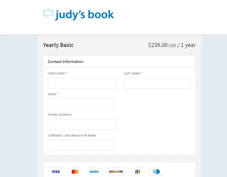 A screenshot of the contact information page on Judy's Book
