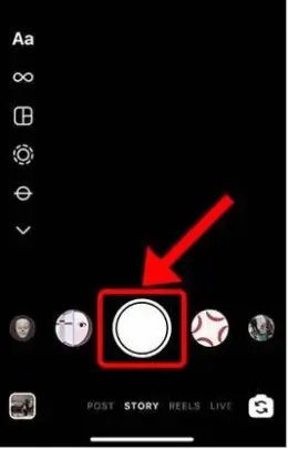A view of the story mode capture screen on Instagram's mobile interface