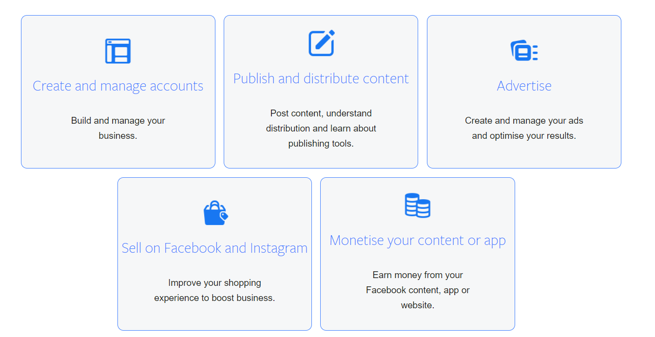 A photo fo Facebook's Help Center options